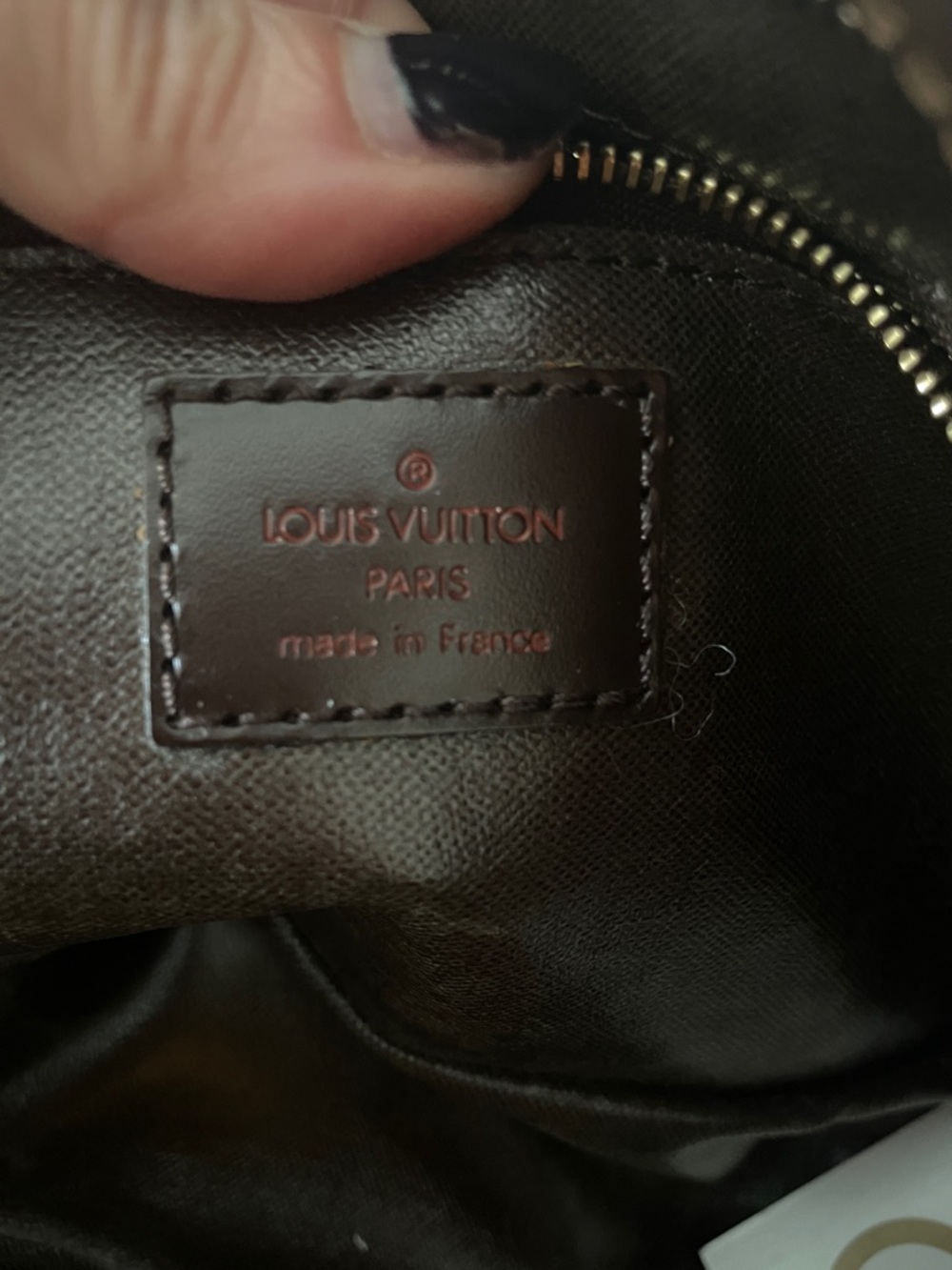 Louis Vuitton Dark Brown Leather Interior Tag with Embossed Logo